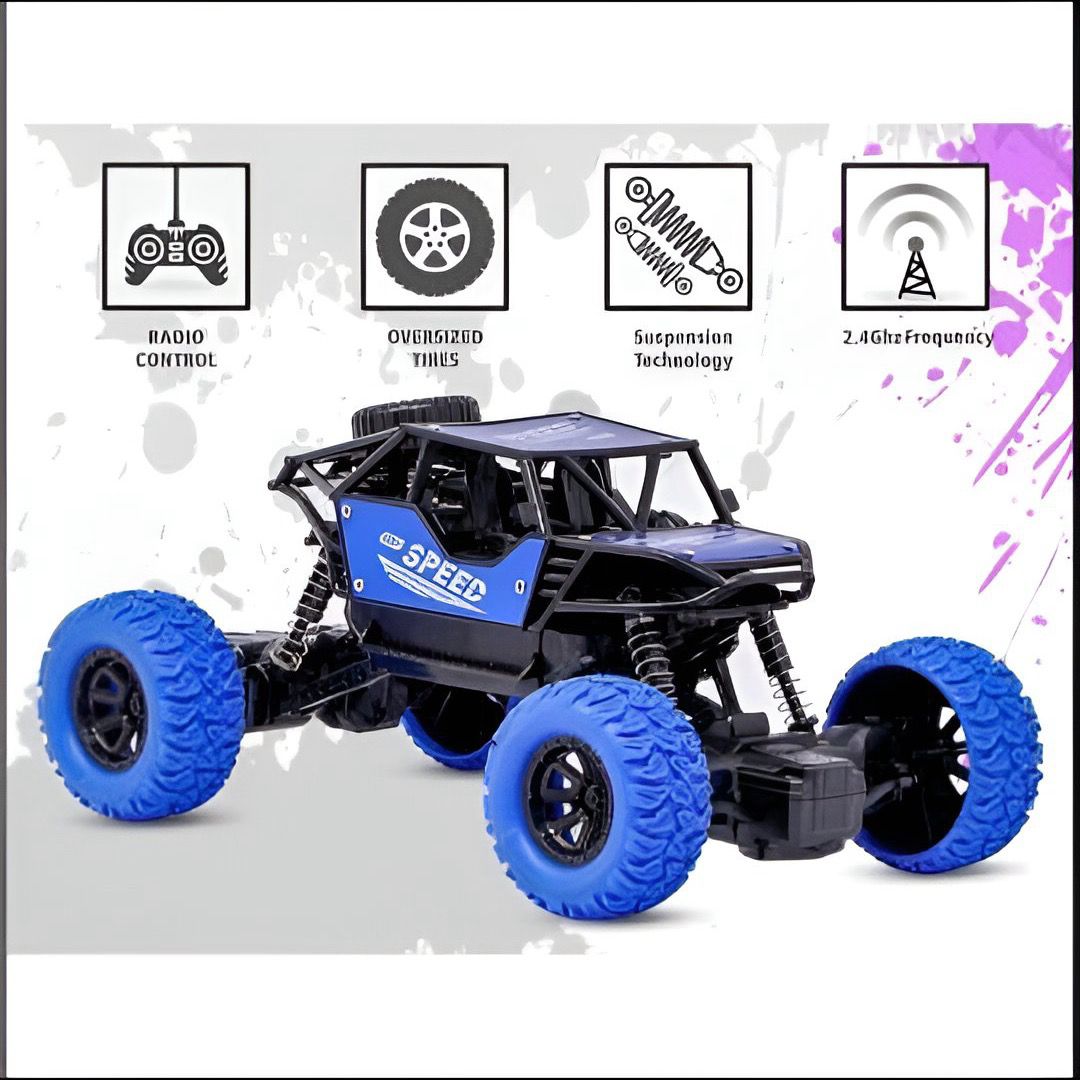 High-Speed Rechargeable RC Monster Truck | Off-Road Rock Crawler Remote Control Car with Toy - Type-C Port